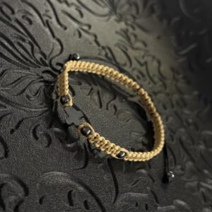 Плетена гривна с кръст Brown